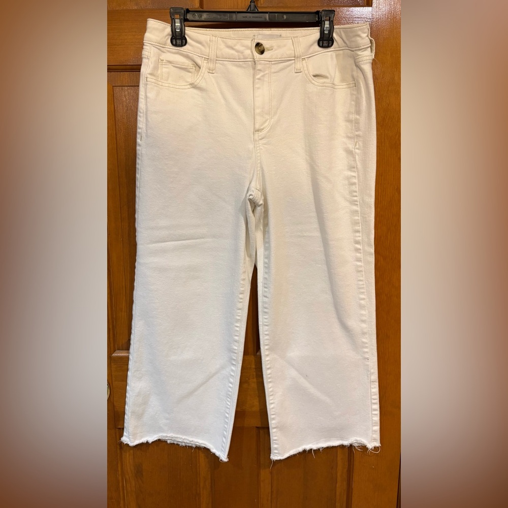 Sonoma Women's Cream Cropped Wide Leg Jeans